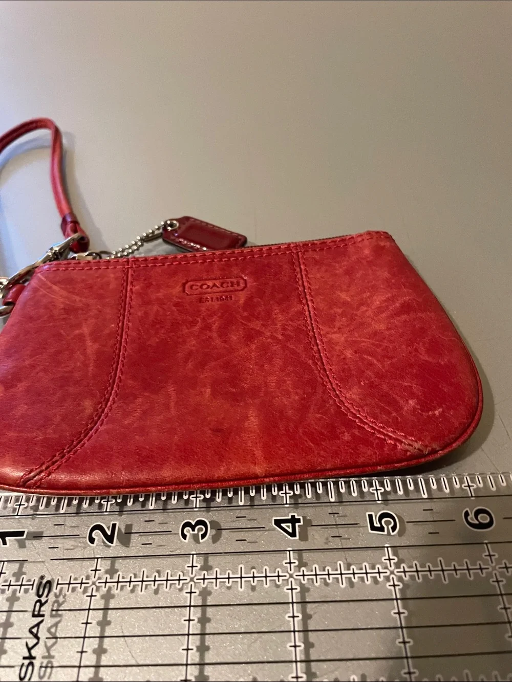 Coach Red Leather Wristlet with Detachable Strap